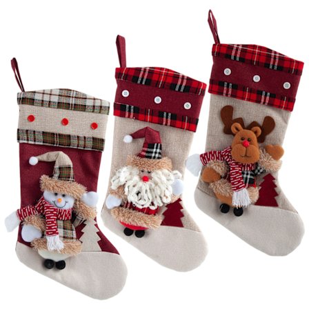 3-pack julstrumpa presentpåsar