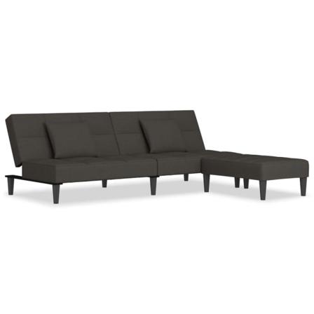 Vidaxl Bäddsoffa 2-sits Med Två Kuddar Och Fotpall Mörkgrå Samme Grå