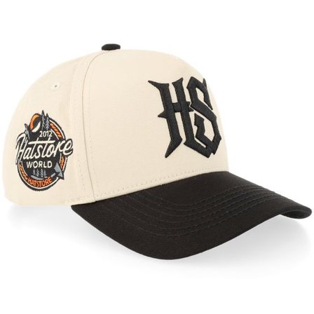 Hatstore - Beige adjustable Keps - Hs Monogram Stone/Black High Crown A-frame Adjustable @ Hatstore