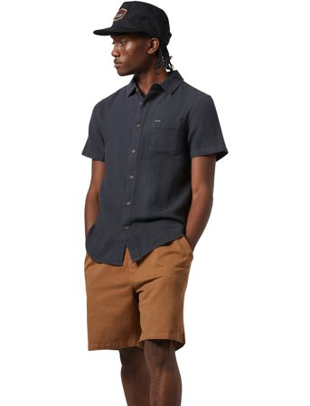 Brixton Charter Org Cttn S/S Wvn - Black - S