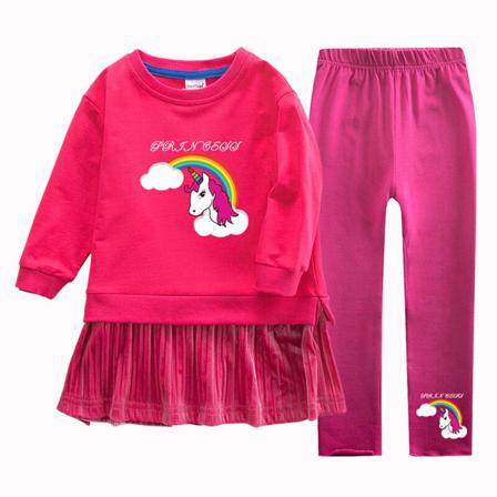 Tecknad Flickor Print Crew Neck Swing Baggy Våren Hösten Outfits