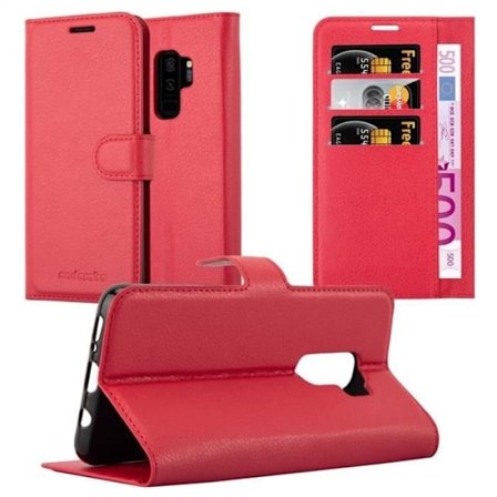 Coque för Samsung Galaxy S9 PLUS Fodral i KIRSEBÄR RÖD Etui Case Cover Skydd med magnetisk stängning Plånbok