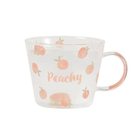 500ml Glasmjölkmugg med gradering, Honungspersika-design - Rosa