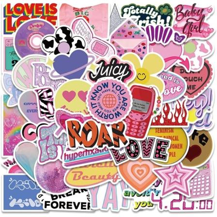 50 stk. søde lyserøde Ins Style Girl æstetiske klistermærker Decals Laptop Bagage Scrapbog Guitar Bil Telefon Tegneserie Klistermærke Børnelegetøj