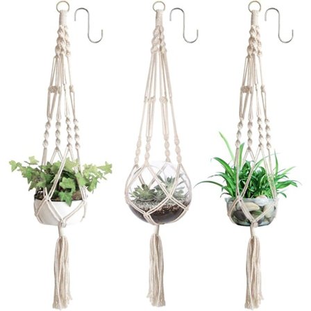 3 stk. Macrame planteophæng hængende potter holder til blomsterdekoration