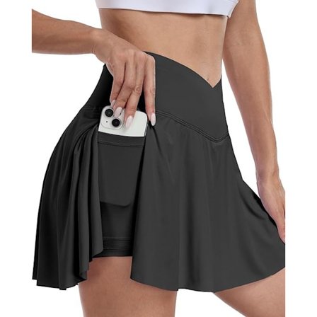 Kvinnors Tennis Golf Kjolar Hög Midja med Fickor Inre Shorts för Atletiska Sporter