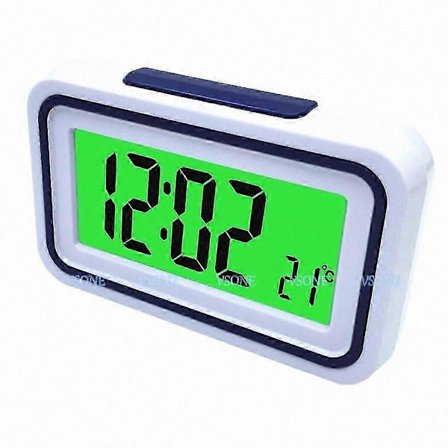 Snakkende digital vekkerklokke med termometer, bakgrunnsbelyst LCD-skjerm, tilgjengelig for synshemmede, 4 fargevalg
