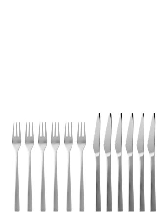 Gense Steakbestik/Grillbestik Fuga 12 Dele - Silver - 23.5X25.5X3CM