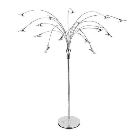 Lille fototræ i metal med clips, fotostativ til skrivebord med clips, 16 fotoclips i metal (sølv)