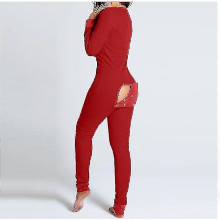 Butt Flap Undertøys Jumpsuit Dame Onesie Pyjamas Rygg Knappelukking Bodycon Nattøy Voksne Onesies Combinaison Pyjama Femme Sugoumei