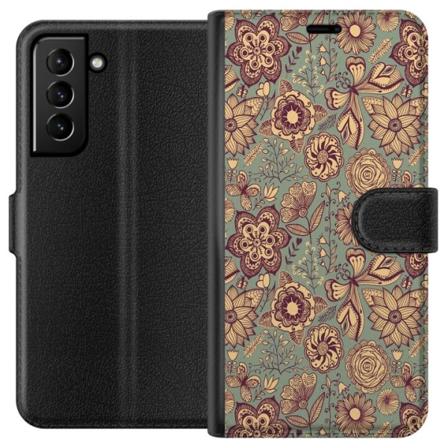 Samsung Galaxy S21+ 5G Lompakkokotelo Vintage Kukat