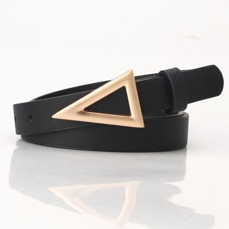Kvinnor Bälten Trendiga Triangel Spänne Bälte Snap Button Mode All-Match Klänning Bälte Black 1.9cm *107cm
