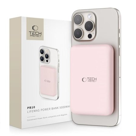 Tech-Protect PB10 Lifemag Magsafe Power Bank 5000mah - Rosa