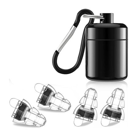 Høyfidelitets-konsertørepropper, gjenbrukbare støydempende ørepropper for konserter, støyreduksjon, musikere, musikkfestival (svart)