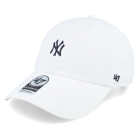 47 Brand - MLB White unconstructed Cap - New York Yankees Base Runner Clean Up White/Navy Adjustable @ Hatstore