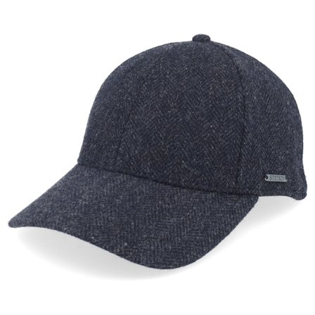 Stetson - Musta fitted Lippis - Baseball Cap Wool Herringbone Black Fitted @ Hatstore
