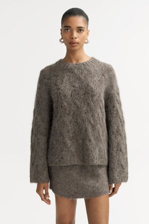 Soft Goat - Chunky cable knit - Women cashmere sweater - XS - Wood