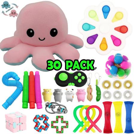 Adventskalender 2023 - 30 Pakke Fidget Pop it Legetøj til Voksne & Børn multicolor