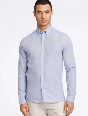 Lindbergh Linen/Cotton Shirt L/S - Blue - L