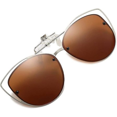 Dame Polariserte Kattøye Klips-på Solbriller med Oppklappbar Funksjon for Briller B2670