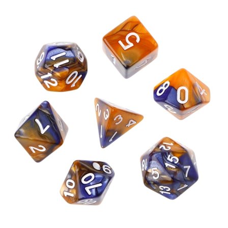 7 st/set Akryl Polyhedral Tärningar För TRPG Brädspel D4-D20