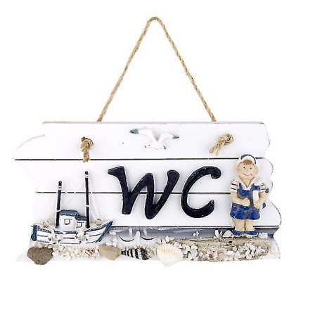 Medelhavsinspirerad Handgjord Väggdekoration i Trä - Toalett Skylt (pojke)