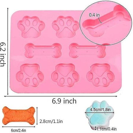 Silikonimuotti Lemmikkieläimen Jäljen Ja Luun Muotoisille Koiran Herkuille, Tarttumaton