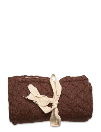 Nbnreeve Knit Blanket Home Sleep Time Blankets & Quilts Brun Lil'Atelier