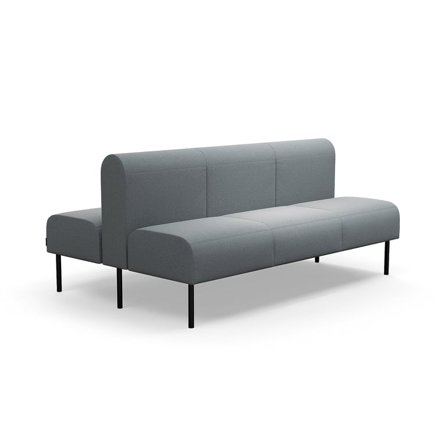 Modulsofa VARIETY, 3-personers, dobbelt, stof Pod CS, sølvgrå