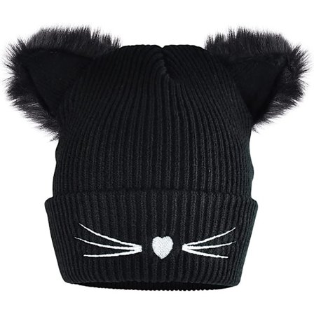 Kat øre hat til kvinder, kat hat, vinterhat, katteører, strikket hat, varm stretch hat, efterårshat, vinterhat, damer, piger