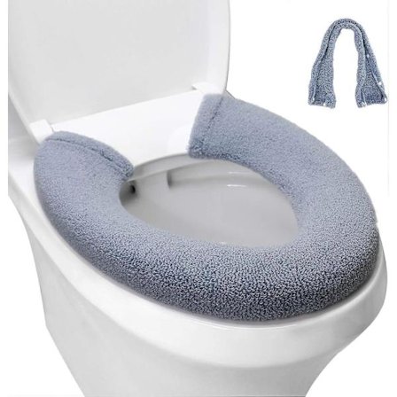 Toalettsitsöverdrag, Mjukare Varmare för Badrum med Knäppfästen, Stretchigt Tvättbart Fiberduk Toalettsitsöverdrag (mörkgrå)
