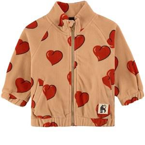 Mini Rodini Heart Printed Fleece Jacket Beige 116/122 cm - Fleeces and midlayers - 116/122 cm - Beige - Junge