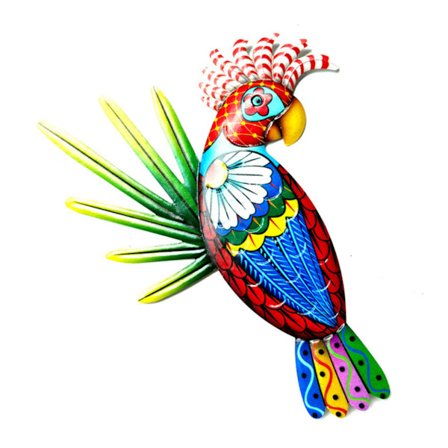 Papegøjestatue Udendørs Havemøblering Ornamenter Jernring Papegøjevedhæng Håndværk Gårdhave Park Fugletræfigurer