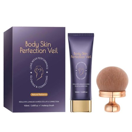 Body Coverage Perfector med borste, långvarig täckning, concealer, svettsäker, jämnar ut hudtoner, tonad kräm