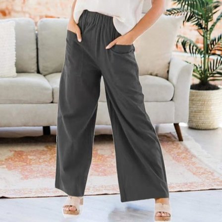 Dammode Casual Lösa Breda Ben Byxor Gray