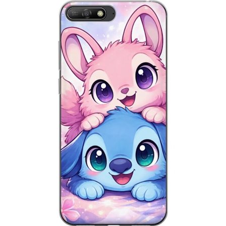 Kompatibel Mobilcover til Huawei Huawei Y6 (2018) Sød kawaii illustration med pink og blå fantasidyr, store øjne og bløde farver perfekt til børn