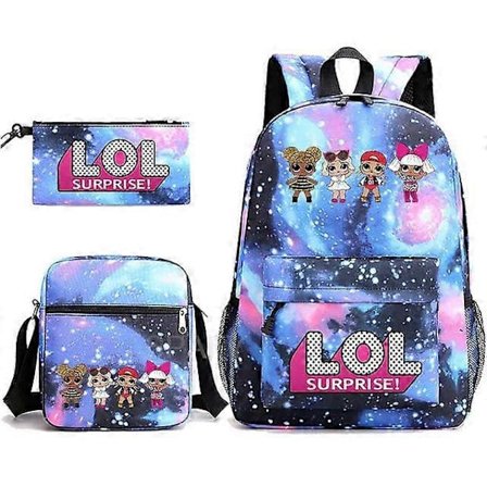 Ny LOL SURPRISE Dukke Tegneserie Rygsæk Børn Skoletasker Til Piger Børn Skoletasker Bogtaske Grundskole Elev 3 stk
