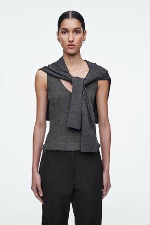 COS Women's Slim Ribbed Cashmere Tank Top in Grey