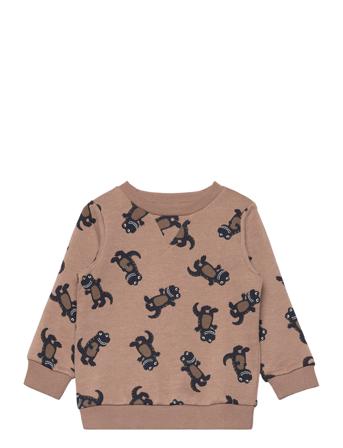 Nmmvimo Ls Aop Sweat Bru N Sweat-shirt Tröja Brun Name It