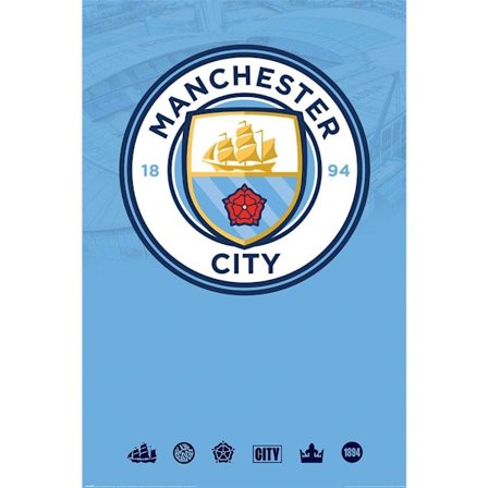 Manchester City FC Crest Poster 91,5 cm x 61 cm x 0,12 cm Blå
