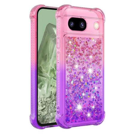 SKALO Google Pixel 8a Juoksuhiekka Glitter Sydämet TPU kuori - P Multicolor