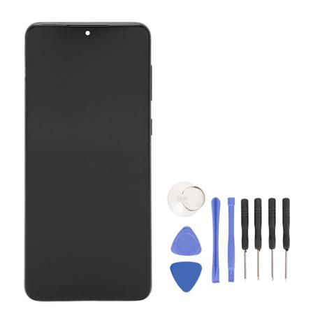 6,4 tommer LCD-skærm udskiftning med ramme reparationsværktøjssæt fingeraftrykssensor til Samsung Galaxy A33 5G sort