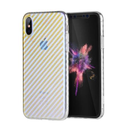 Etui med kulfiberstruktur til iPhone X - Hvid White