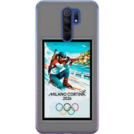 Kompatibelt Mobildeksel til Xiaomi Redmi 9 Retroplakat Cortina Milano 2026 med fjell, vintersportsutøvere, italienske trikolor, Milano-katedralen og o