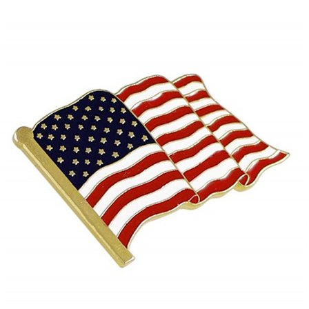 Amerikansk flag lapel pin – Fremstillet i USA - Guld- eller nikkelbelagt emaljepin – Patriotisk rektangulær eller bølgende United St
