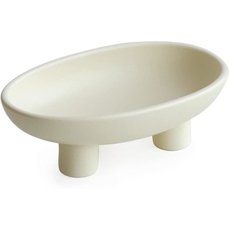 Keramisk frugtskål med tre ben til køkkenbordplade, 25 cm oval kurv til brød, snacks, grøntsager