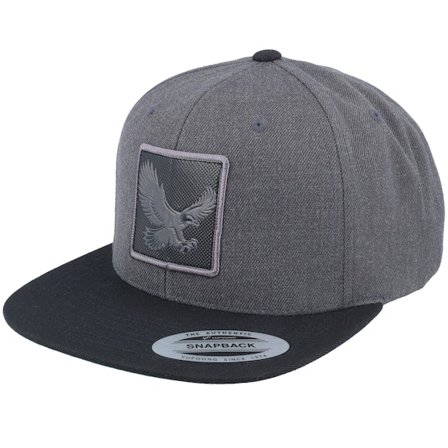 Iconic - Šedá snapback Kšiltovka - Eagle Black Metallic Patch Charcoal/Black Snapback @ Hatstore