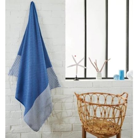 Strandhåndklæde - PROMO LINGE - Fouta - 200 x 100 cm - Bomuld - Blå