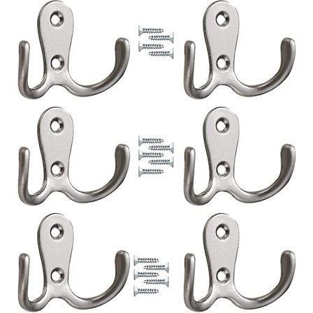 6 st Dubbla Dörrkrokar Vintage Antik Kappanålar Dubbla Taggar Väggmonterade