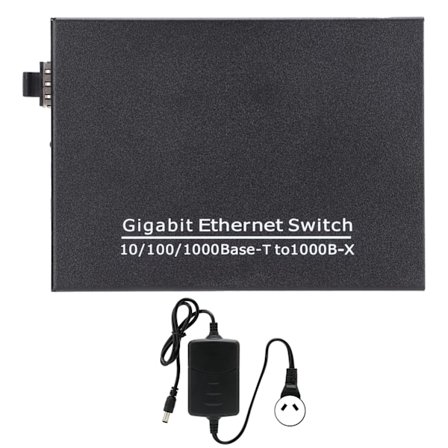 2-porttinen Gigabit Ethernet -kytkin TBC‐MC3712E‐SFP Plug Play -vakaa ja tukeva tietokoneverkkojen kytkin 100‐240 VAU -pistoke